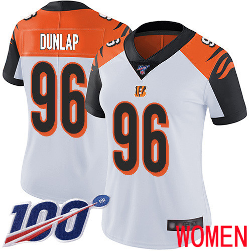 Cincinnati Bengals Limited White Women Carlos Dunlap Road Jersey NFL Footballl #96 100th Season Vapor Untouchable